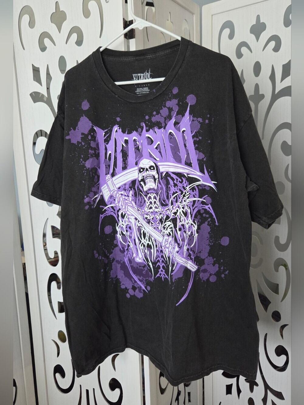 Vitriol Grim Reaper Graphic T-Shirt XL Black Wash Purple Sickle Metal Zumiez